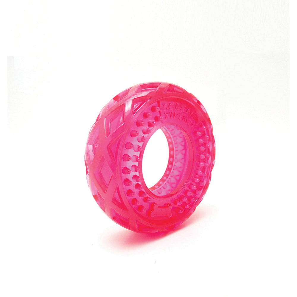 Scream Xtreme Treat Tyre Dog Toy - Loud Pink-Dog Toys-Scream-