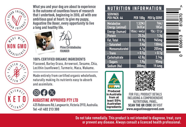 Augustine Approved Augustine’s Organic SuperBoost For Dog, Cat and Horse
