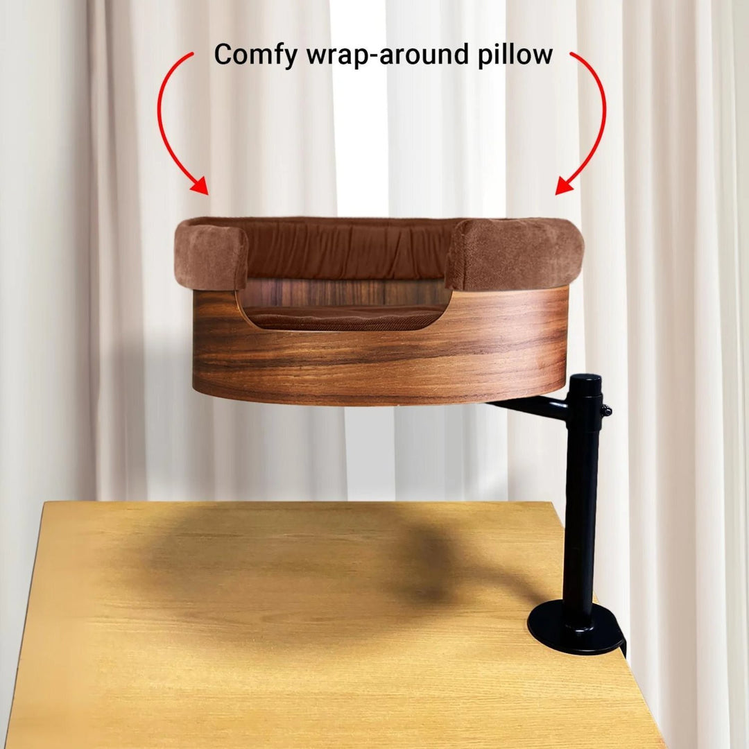 Desk Nest Cat Bed Wrap-Around Pillow in Coffee or Cream-Cat Bed-Desk Nest-Coffee-