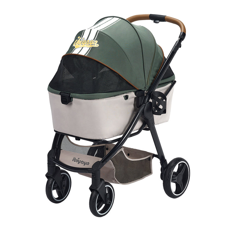 Ibiyaya Retro Luxe Folding Pet Stroller for Pets up to 30kg - Soft Sage-Dog Strollers-Ibiyaya-