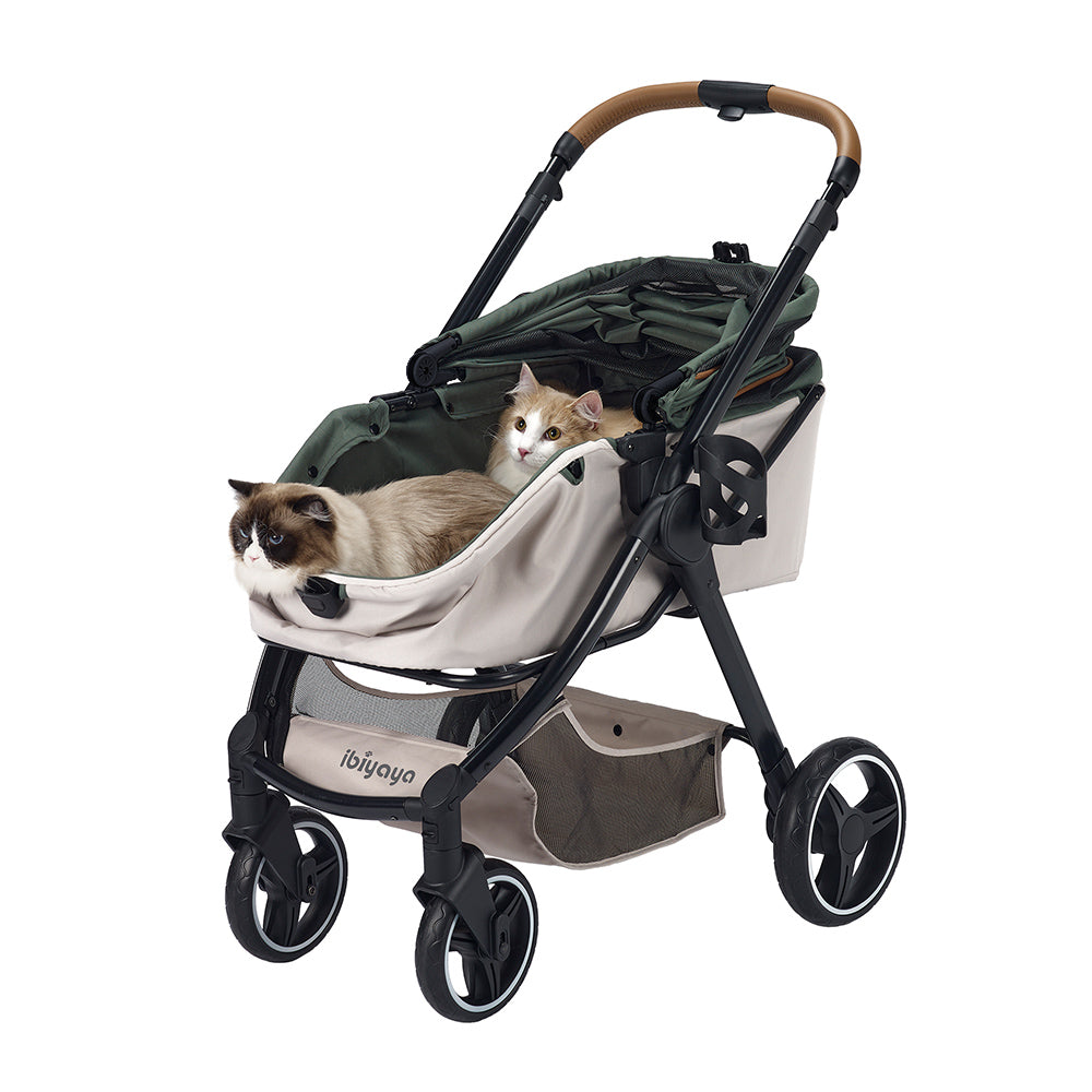 Ibiyaya Retro Luxe Folding Pet Stroller for Pets up to 30kg - Soft Sage-Dog Strollers-Ibiyaya-