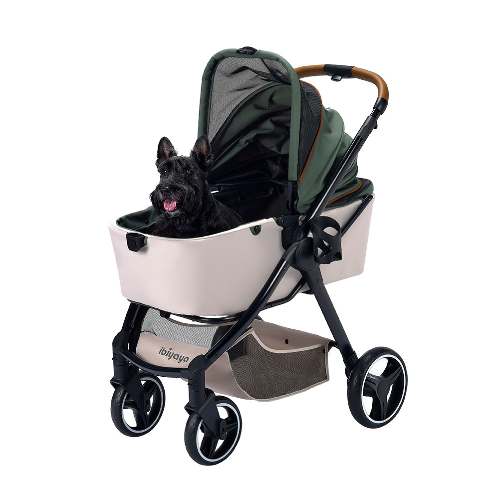 Ibiyaya Retro Luxe Folding Pet Stroller for Pets up to 30kg - Soft Sage-Dog Strollers-Ibiyaya-