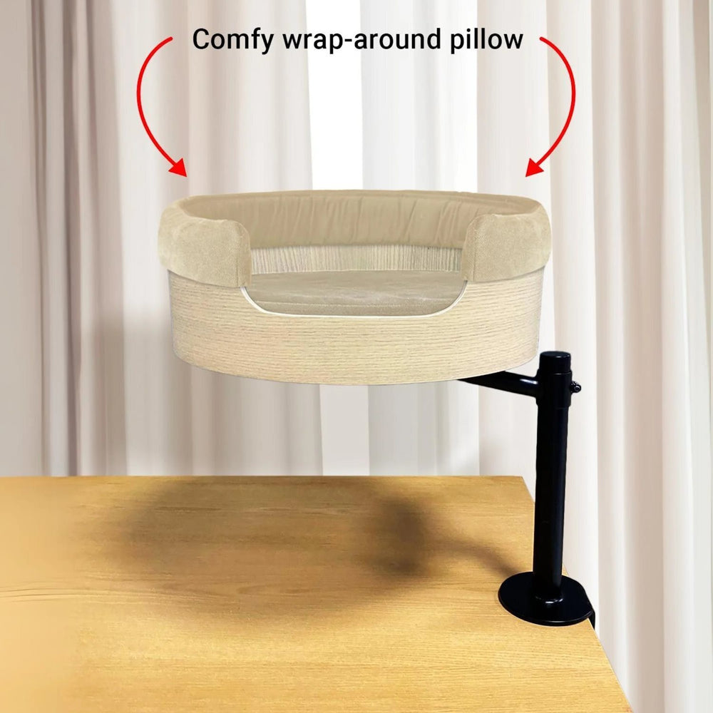 Desk Nest Cat Bed Wrap-Around Pillow in Coffee or Cream-Cat Bed-Desk Nest-Cream-