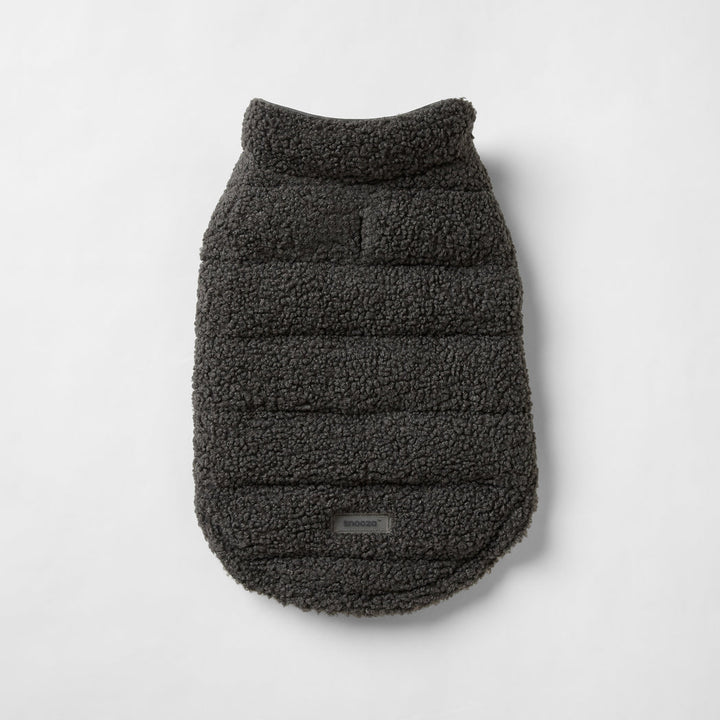Snooza Wear Boucle Teddy Puffer Jacket Perfect For Cool Weather -- Charcoal