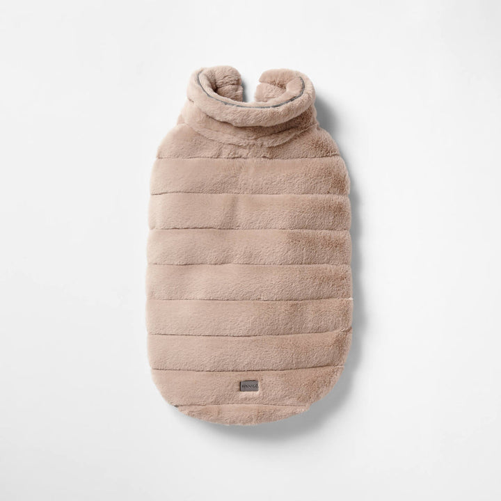 Snooza Wear Cut Faux Fur Dog Coat in Almond-Dog Clothing-Snooza-
