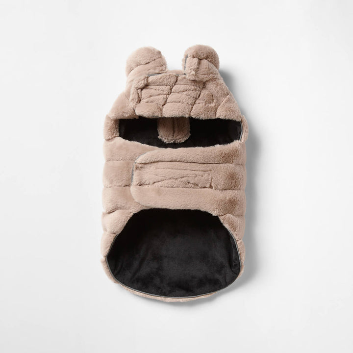 Snooza Wear Cut Faux Fur Dog Coat in Almond-Dog Clothing-Snooza-