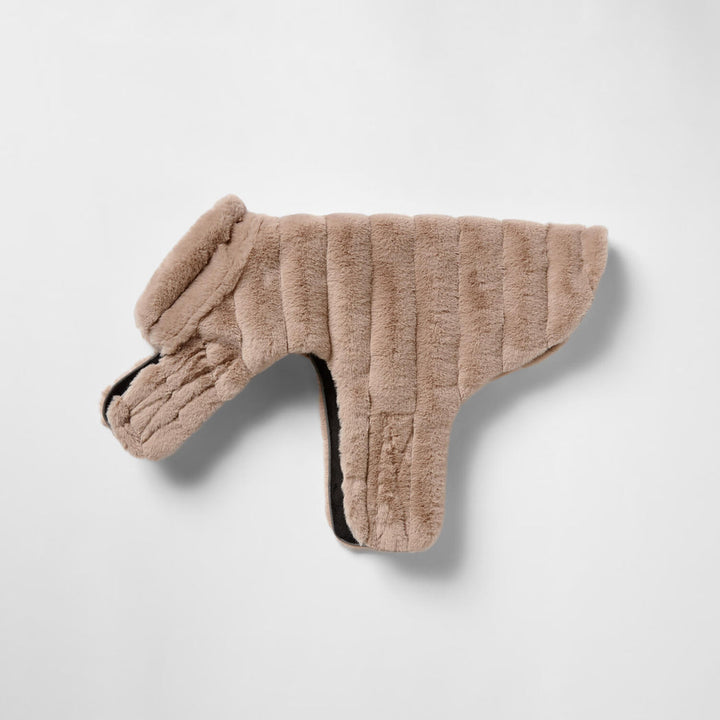 Snooza Wear Cut Faux Fur Dog Coat in Almond-Dog Clothing-Snooza-