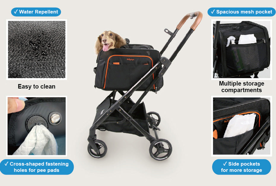 Ibiyaya JetPaw 3-in-One Pet Stroller with Removable Airline-Approved Carrier Up to 7kg-Dog Strollers-Ibiyaya-