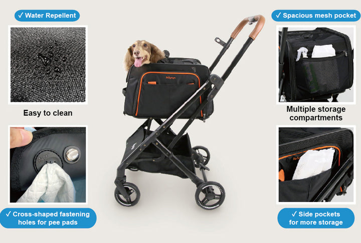 Ibiyaya JetPaw 3-in-One Pet Stroller with Removable Airline-Approved Carrier Up to 7kg-Dog Strollers-Ibiyaya-