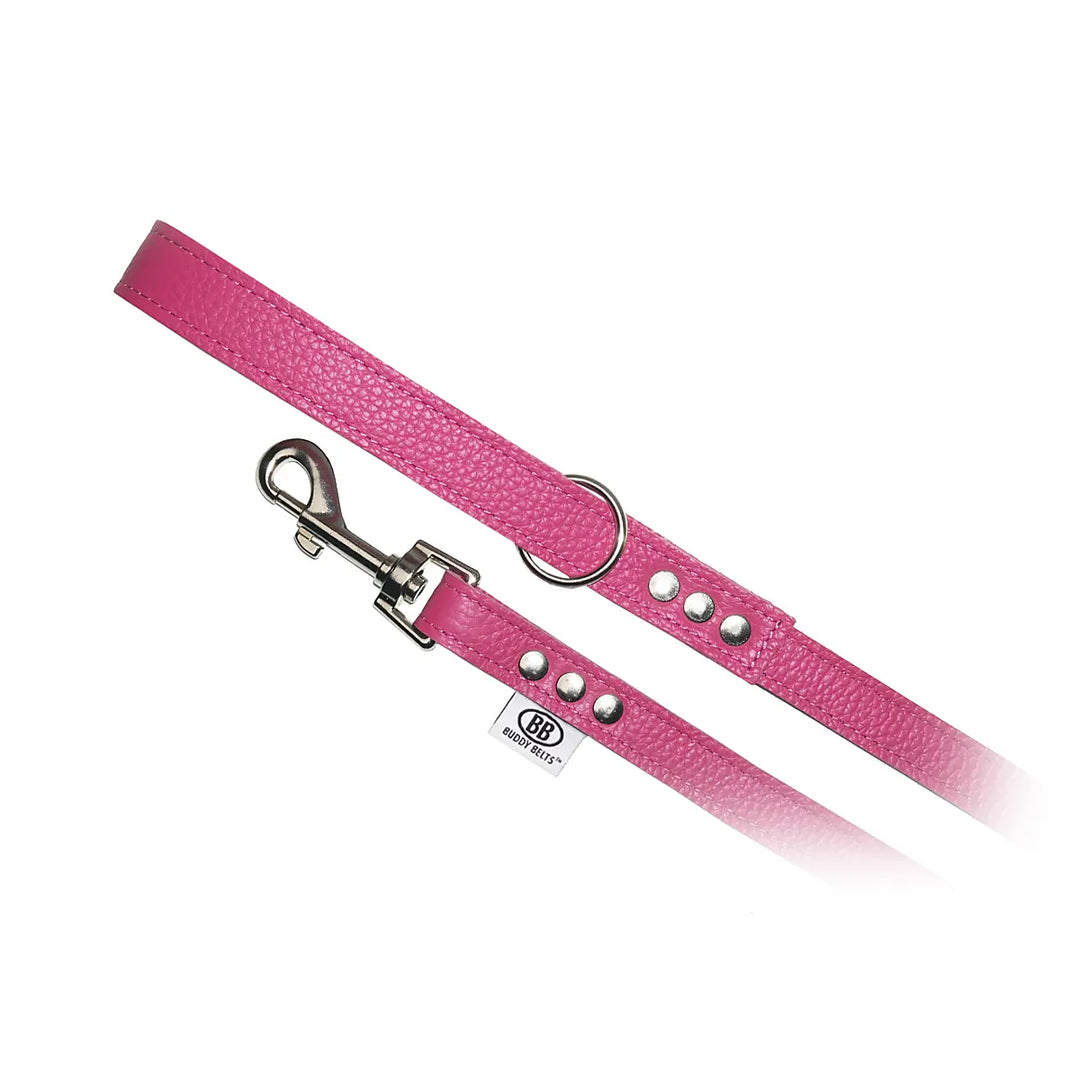 Buddy Belts (BB) All Leather Leashes – Luxury – Hot Pink-Dog Leashes-Buddy Belts-