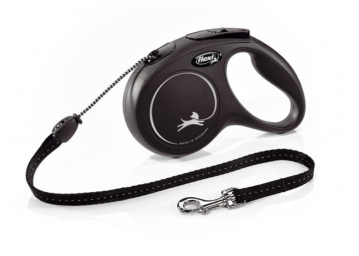 Flexi Classic Retractable Cord Lead For Dogs 5m-Dog Lead-Flexi-Black-Small-
