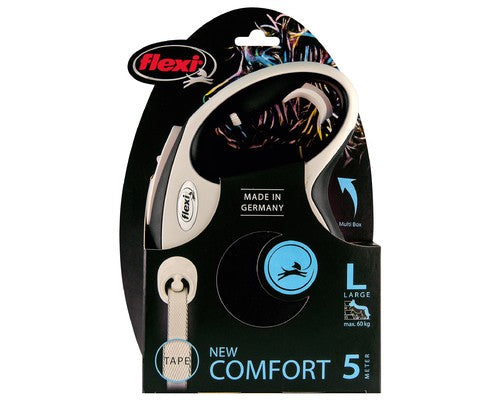 Flexi Comfort Retractable Tape Dog Leash Large 5m- Black-Dog Lead-Flexi-