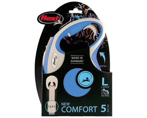 Flexi Comfort Retractable Tape Dog Leash Large 5m- Blue-Dog Lead-Flexi-