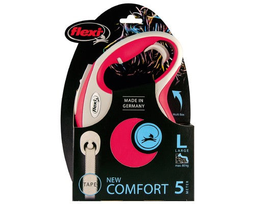 Flexi Comfort Retractable Tape Dog Leash Large 5m- Red-Dog Lead-Flexi-
