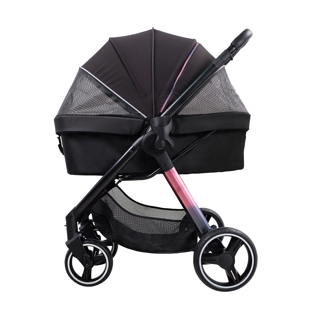 Ibiyaya Retro Luxe Folding Pet Stroller for Pets up to 30kg - Prism Black-Dog Strollers-Ibiyaya-