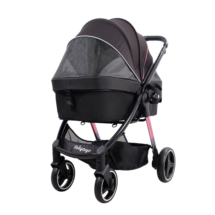 Ibiyaya Retro Luxe Folding Pet Stroller for Pets up to 30kg - Prism Black-Dog Strollers-Ibiyaya-