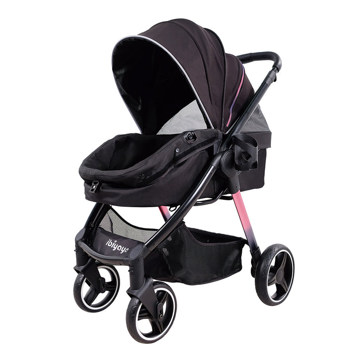 Ibiyaya Retro Luxe Folding Pet Stroller for Pets up to 30kg - Prism Black-Dog Strollers-Ibiyaya-