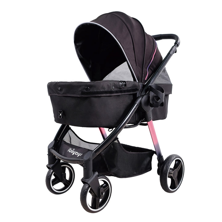 Ibiyaya Retro Luxe Folding Pet Stroller for Pets up to 30kg - Prism Black-Dog Strollers-Ibiyaya-