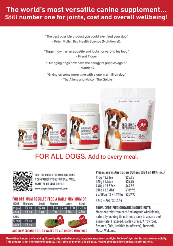 Augustine Approved Augustine’s Organic SuperBoost For Dog, Cat and Horse