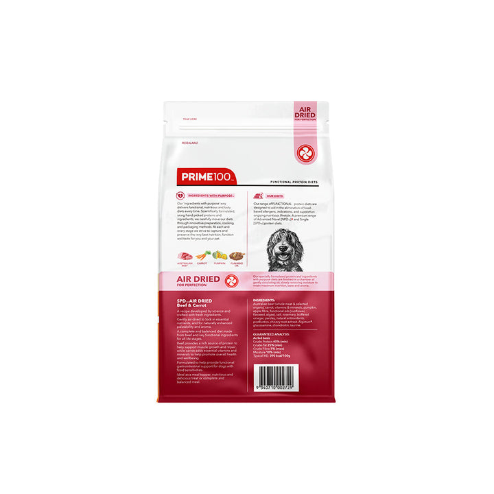 Prime100 NEW SPD™ Air Dried Beef & Carrot Dog Food