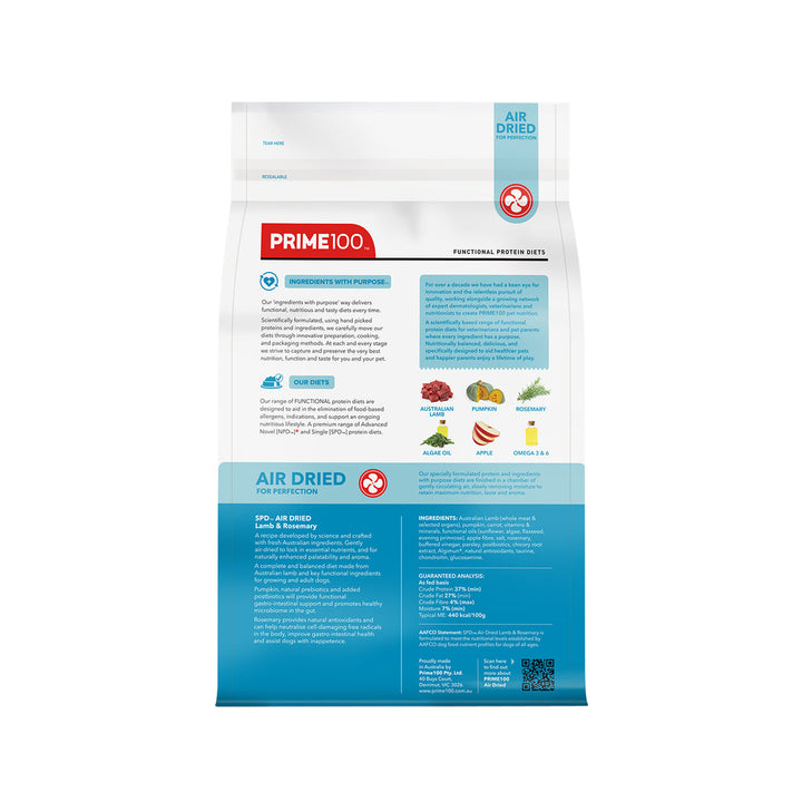 Prime100 SPD Air Dried Lamb & Rosemary Dog Food