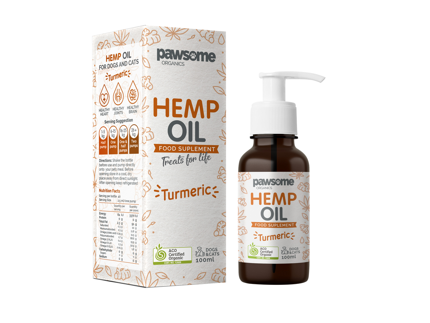 Pawsome Organics Hemp Oil and Turmeric For Pets