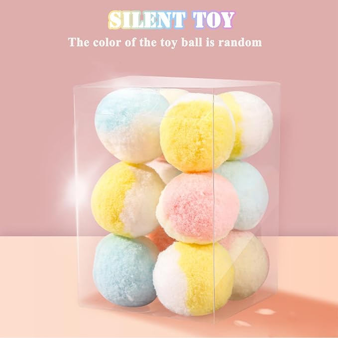 Cat Joy Colorful Pom Pom Soft Balls 4.5cm Cat Toy Ball 12Pc