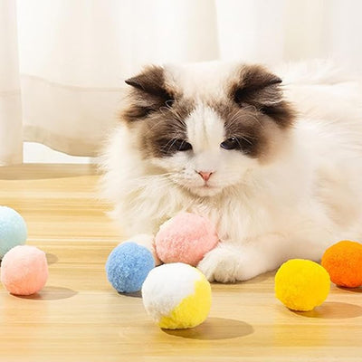Cat Joy Colorful Pom Pom Soft Balls 4.5cm Cat Toy Ball 12Pc