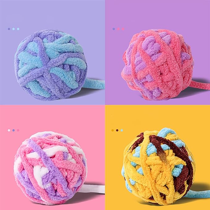 Cat Joy Cat Toys Wool Ball with Bell and String 4pc