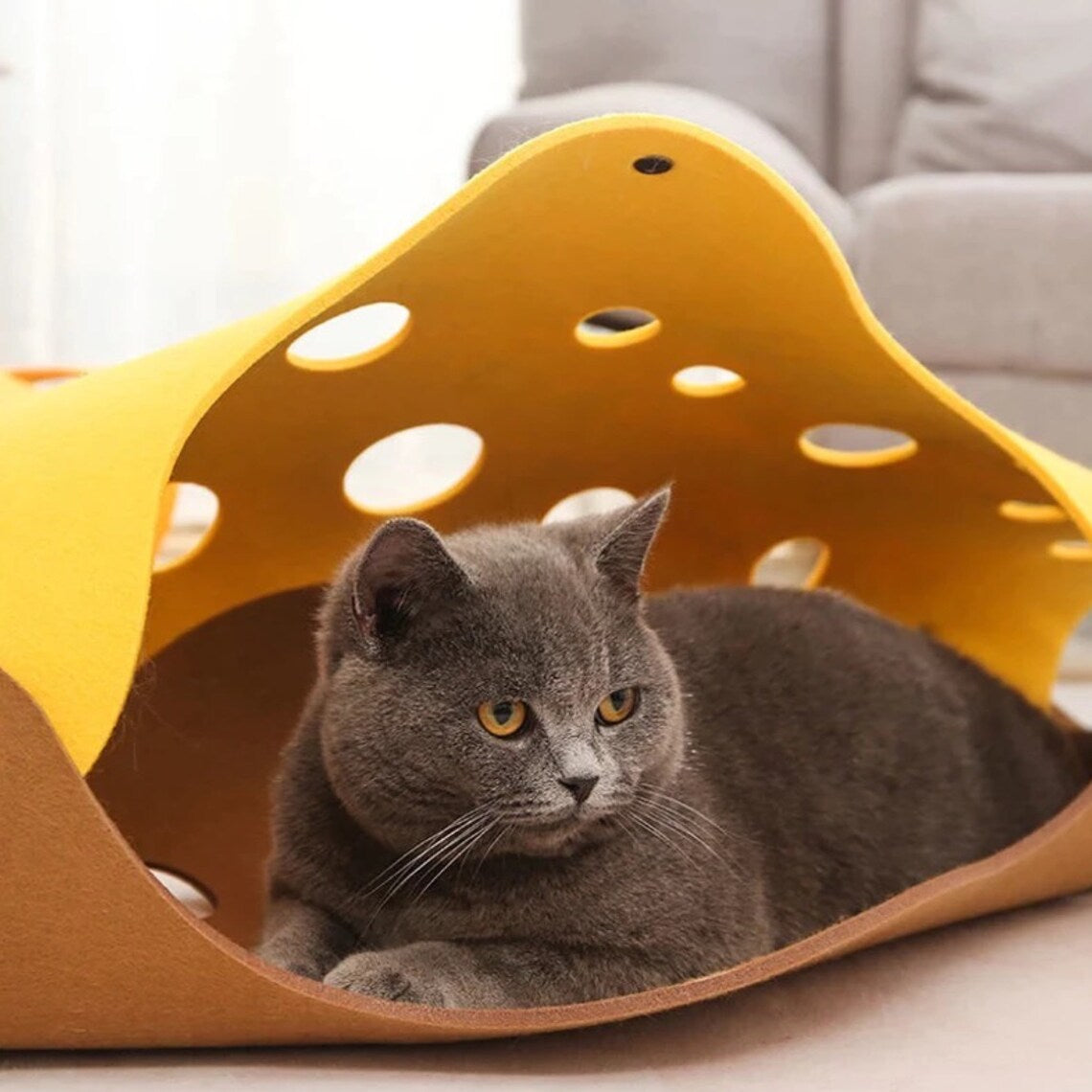 Cheesy Cat Tunnel Interactive Cat Toys Deformable & Foldable