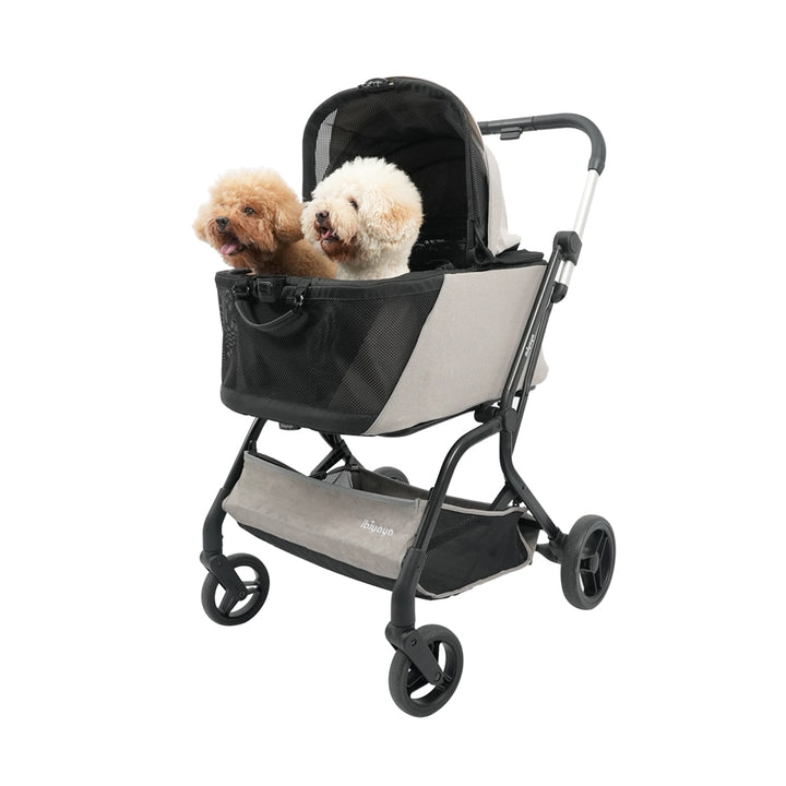 Ibiyaya InstaCollapse Detachable Dog Stroller – Taupe Up to 25Kg