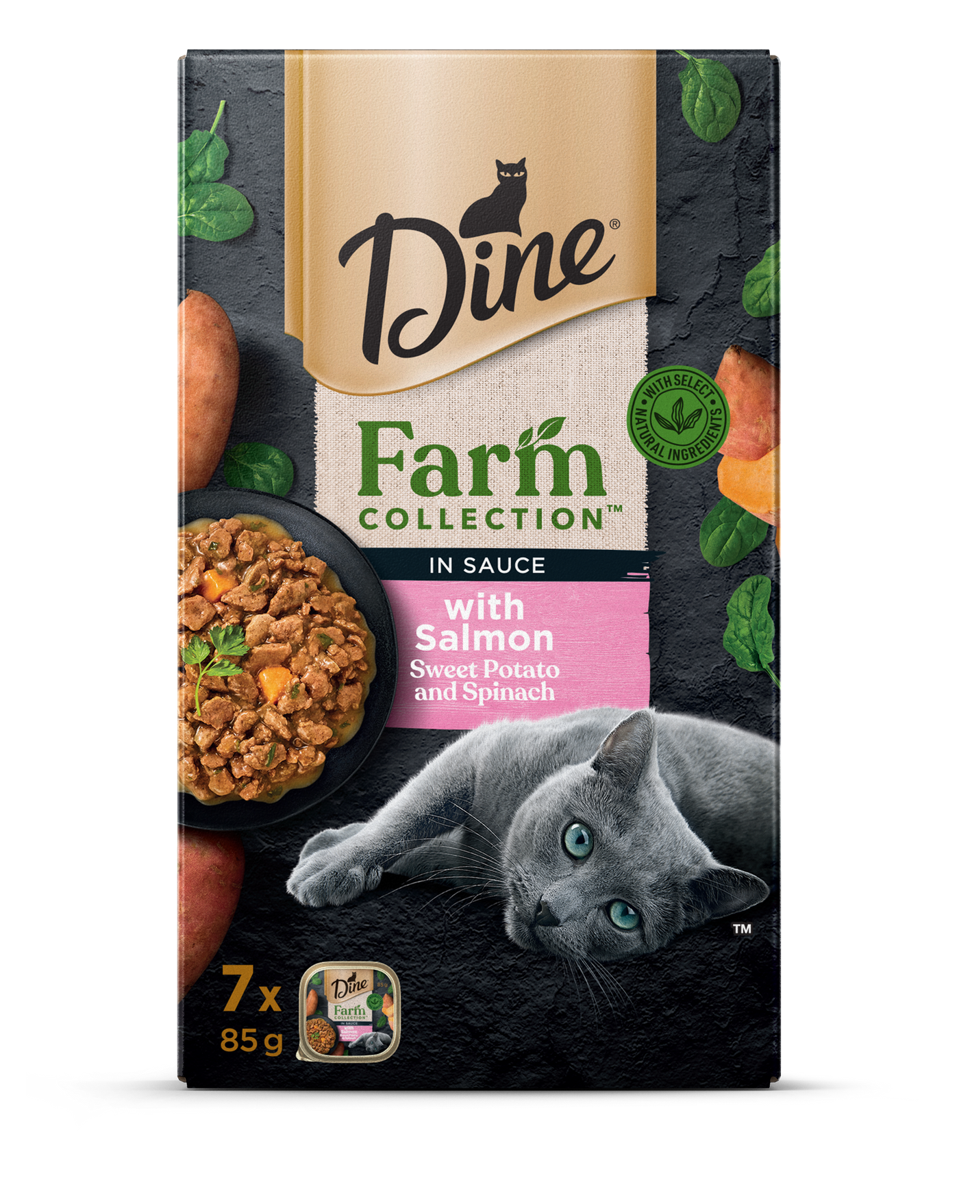 Dine Farm Collection In Sauce With Salmon Sweet Potato And Spinach Cat Food