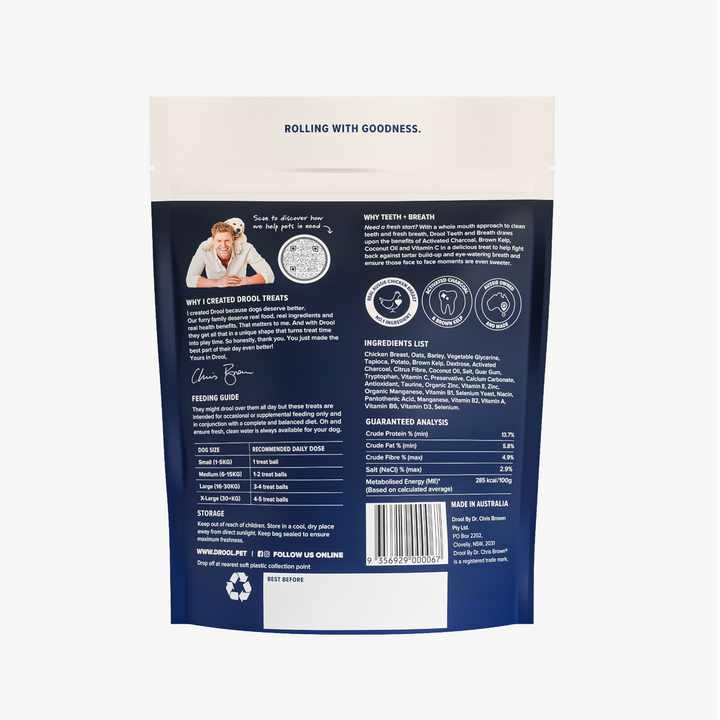 Drool By Dr Chris Brown Teeth and Breath Dog Treat 110g