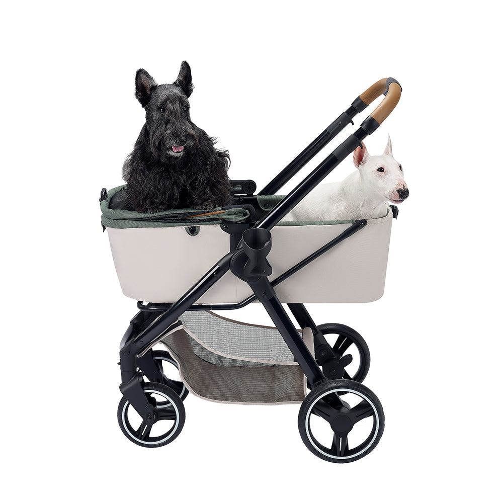 Ibiyaya Retro Luxe Folding Pet Stroller for Pets up to 30kg - Soft Sage