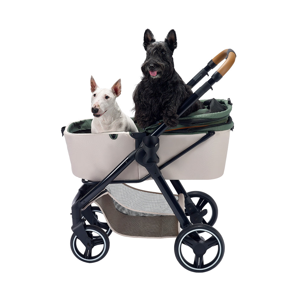 Ibiyaya Retro Luxe Folding Pet Stroller for Pets up to 30kg - Soft Sage