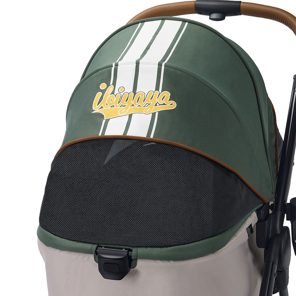 Ibiyaya Retro Luxe Folding Pet Stroller for Pets up to 30kg - Soft Sage