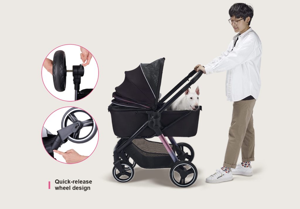 Ibiyaya Retro Luxe Folding Pet Stroller for Pets up to 30kg - Soft Sage