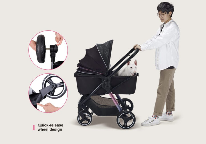 Ibiyaya Retro Luxe Folding Pet Stroller for Pets up to 30kg - Soft Sage