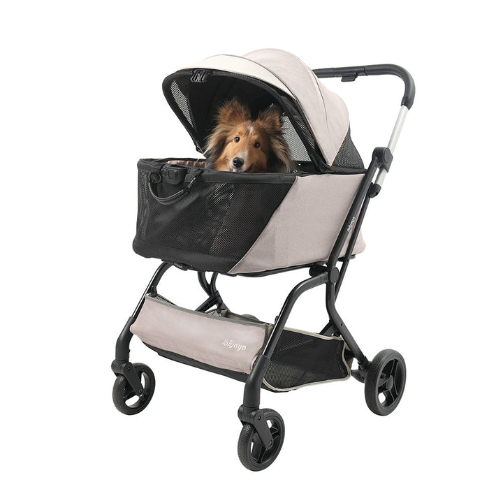 Ibiyaya InstaCollapse Detachable Dog Stroller – Taupe Up to 25Kg