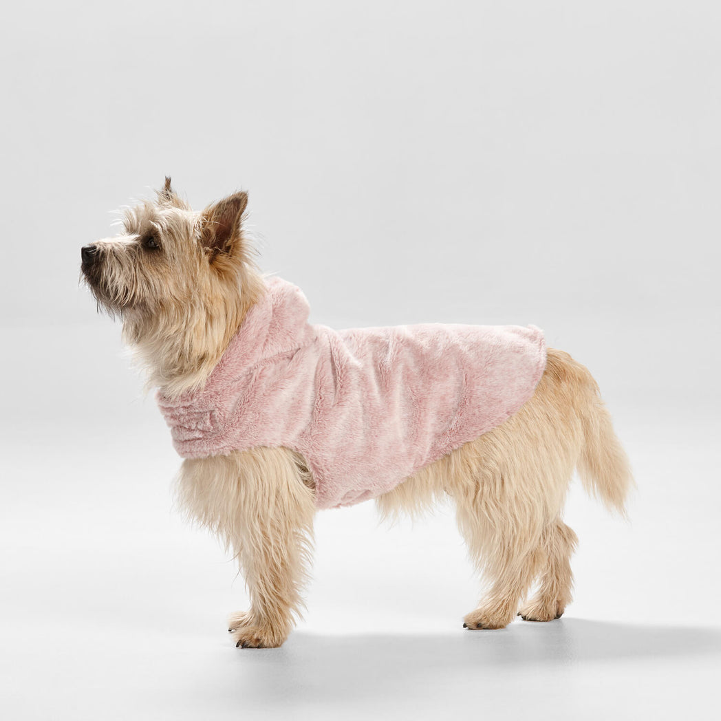 Snooza Wear Pink Faux Fur Dog Coat with Hood