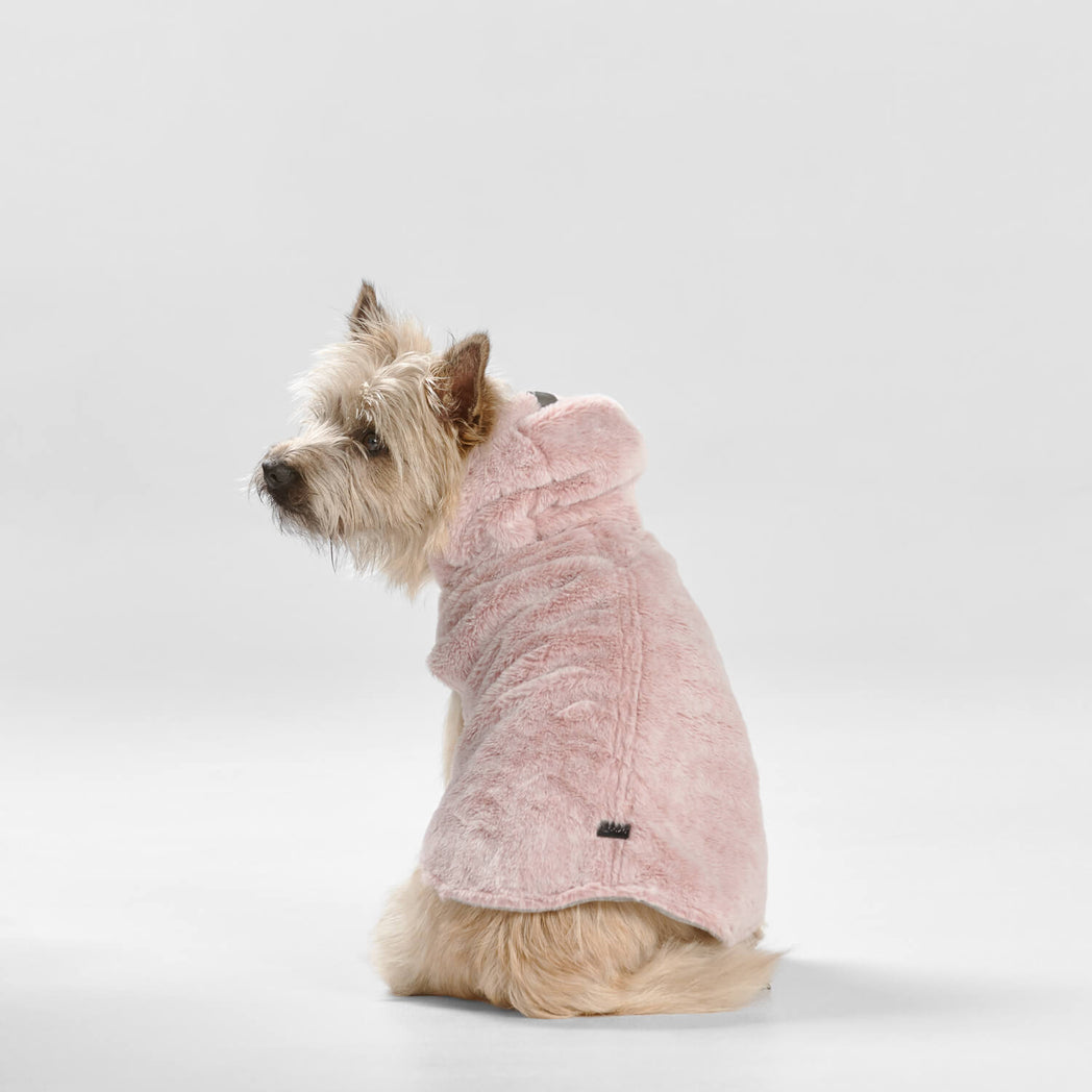 Snooza Wear Pink Faux Fur Dog Coat with Hood
