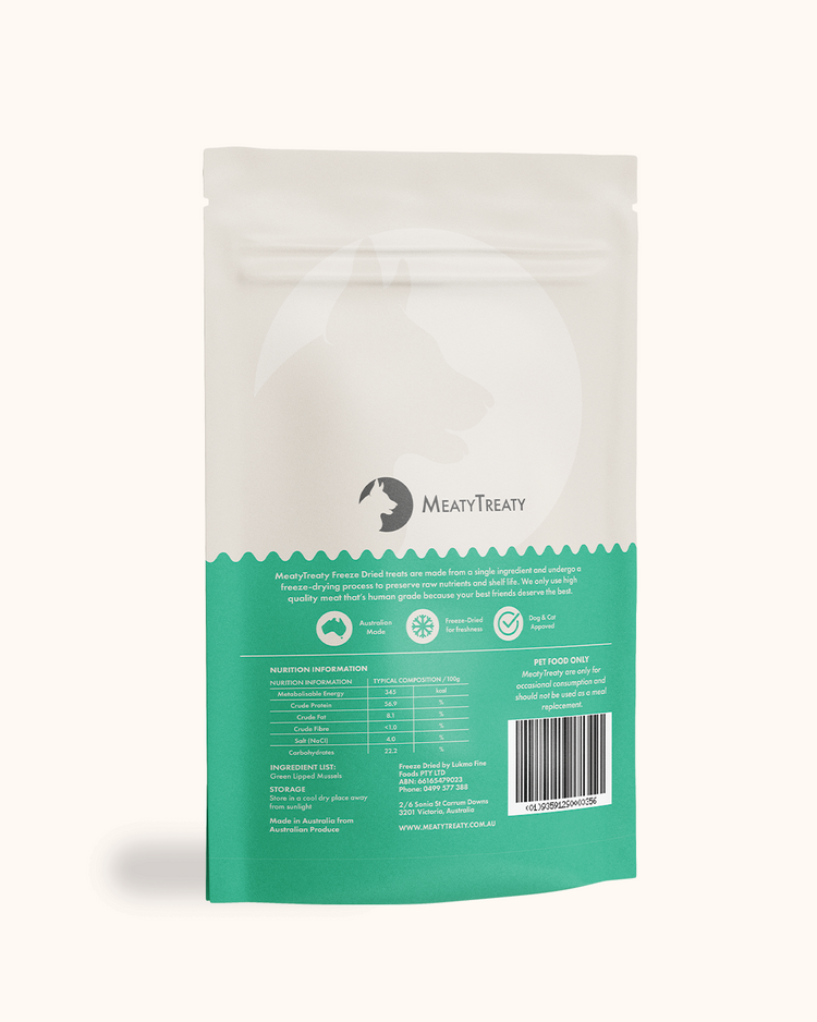 Meaty Treaty Freeze Dried Australian Green Lipped Mussels 50g