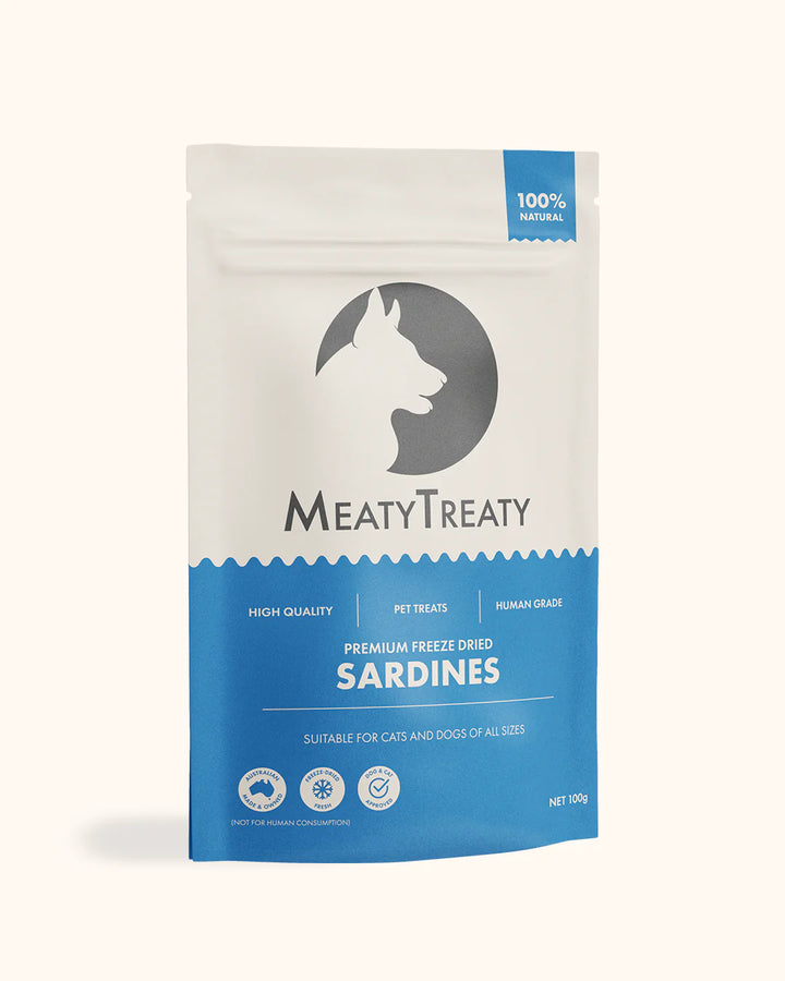 Meaty Treaty Freeze Dried Australian Whole Sardines Cat & Dog Treats 100g