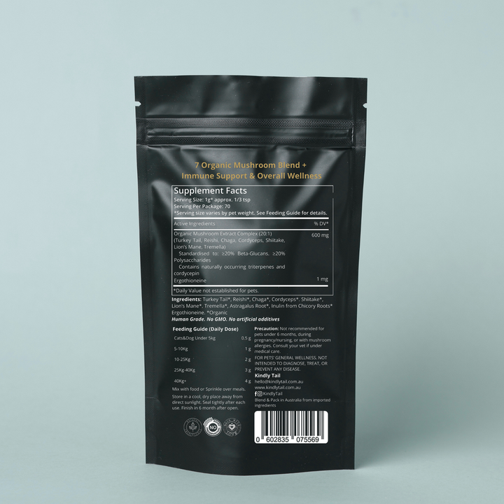 Kindly Tail Vital 7 Organic Mushrooms Blend+ For Dog and Cat 70g