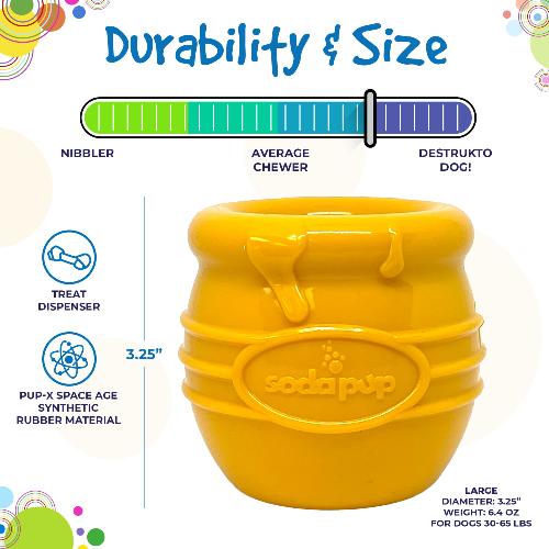 SodaPup Honey Pot Durable PUP-X Treat Dispenser & Enrichment Toy -- Purple