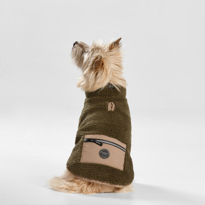 Snooza Wear Teddy Dog Coat with Pocket -- Khaki/Fawn