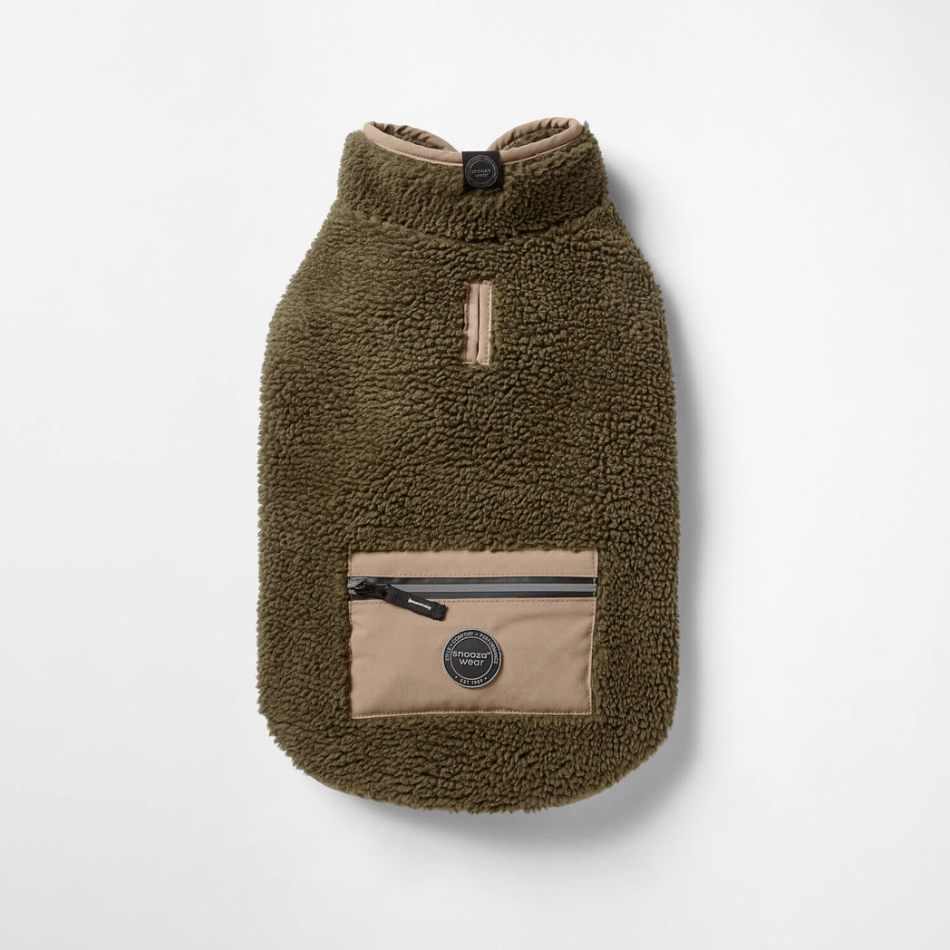 Snooza Wear Teddy Dog Coat with Pocket -- Khaki/Fawn