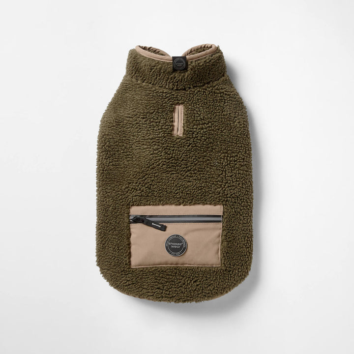 Snooza Wear Teddy Dog Coat with Pocket -- Khaki/Fawn