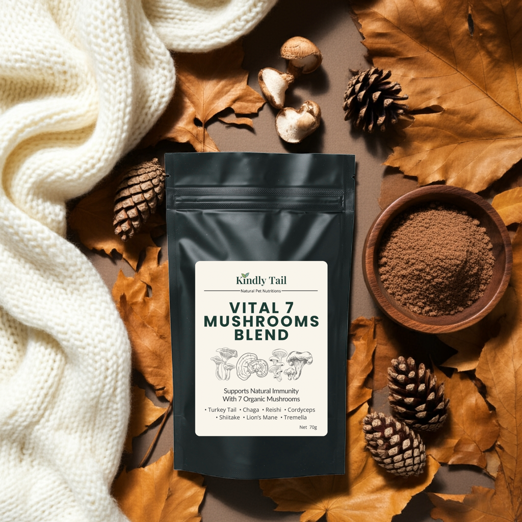 Kindly Tail Vital 7 Mushrooms Blend For Dog and Cat--Immune Support 70g