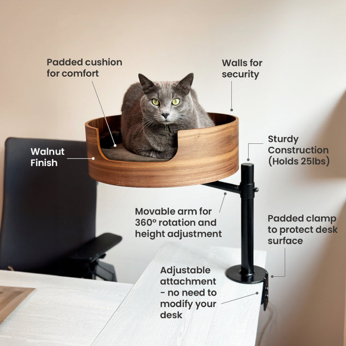 Desk Nest Cat Bed The Purrfect Cat Bed for Your Desk Up to 11.3kg
